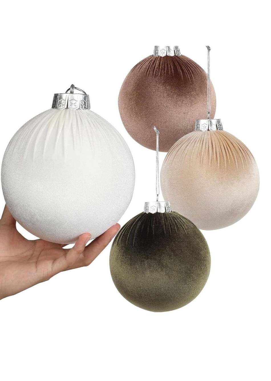 Velvet Christmas Balls Ornaments 6 Inch Jumbo Flocked